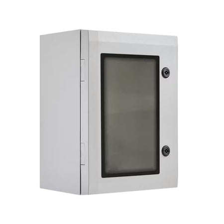 Fibox ARCA Polycarbonate Enclosure 400H x 400W x 210D IP66 with 2 Quarter Turn Locks + Window, Including Mounting Plate —