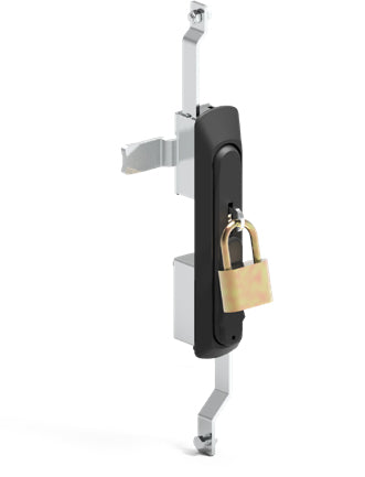 Black Alloy Swing Handle for Electrical Cabinets - Half Euro Barrel, 3 Point Locking, Padlockable — IP Enclosures