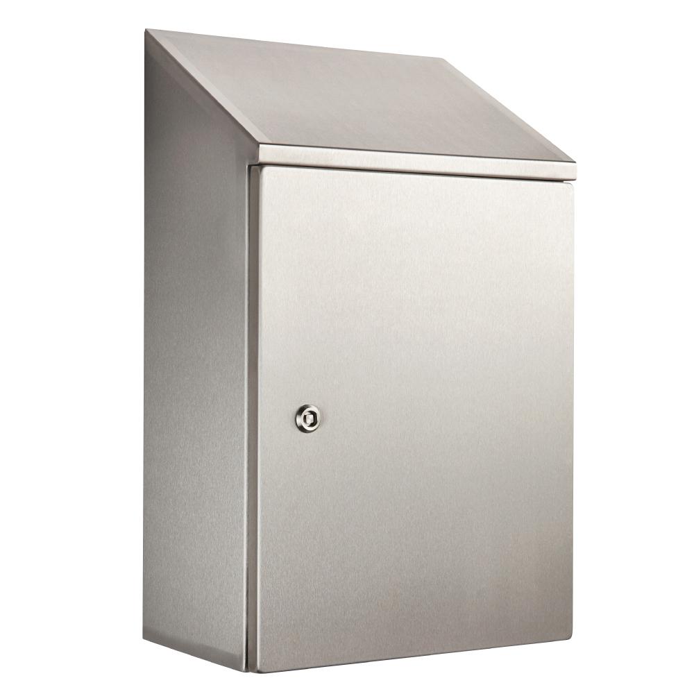 316 Stainless Steel Sloping Roof Electrical Enclosure 400H x 300W x 200D IP66 — IP Enclosures