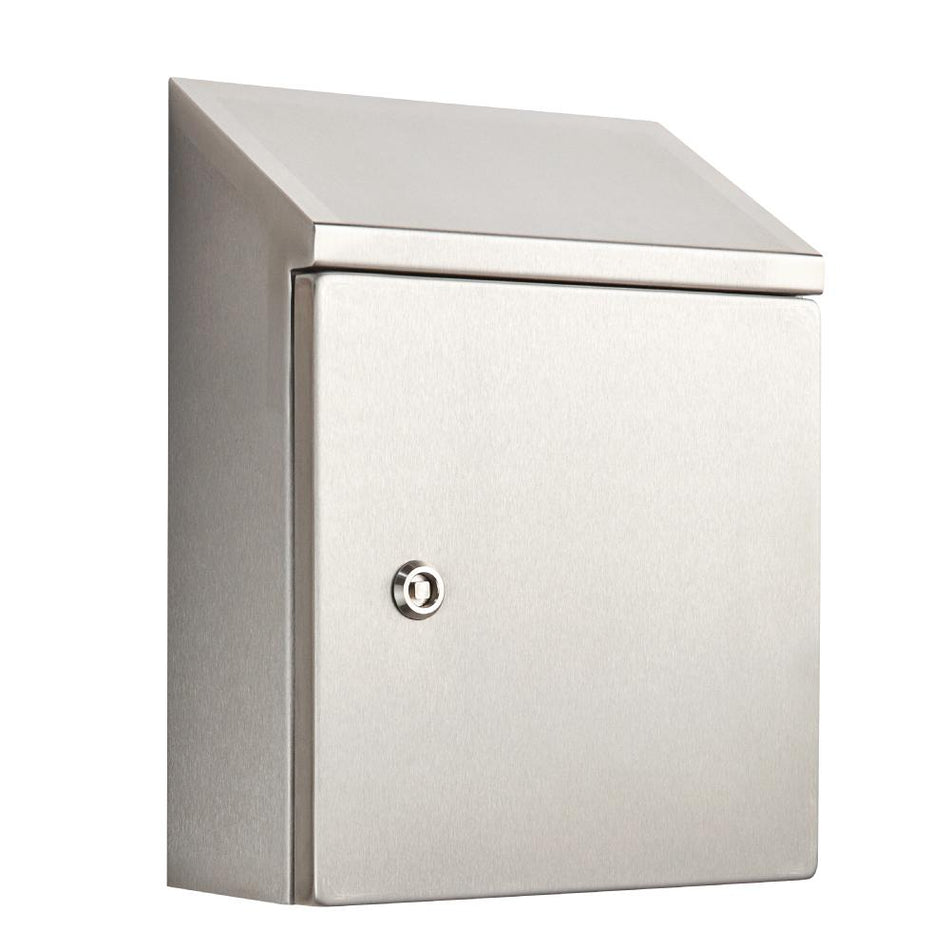 316 Stainless Steel Sloping Roof Electrical Enclosure 400H x 400W x 200D IP66 — IP Enclosures