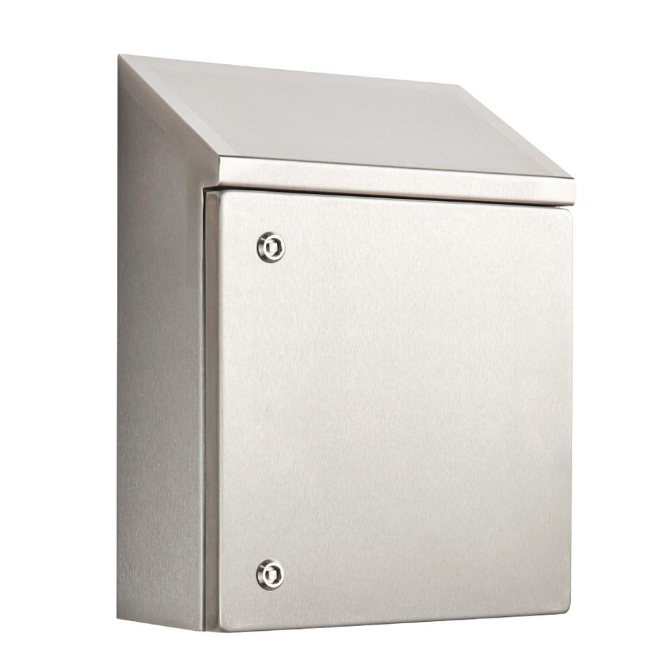 316 Stainless Steel Sloping Roof Electrical Enclosure 800H x 800W x 300D IP66 — IP Enclosures