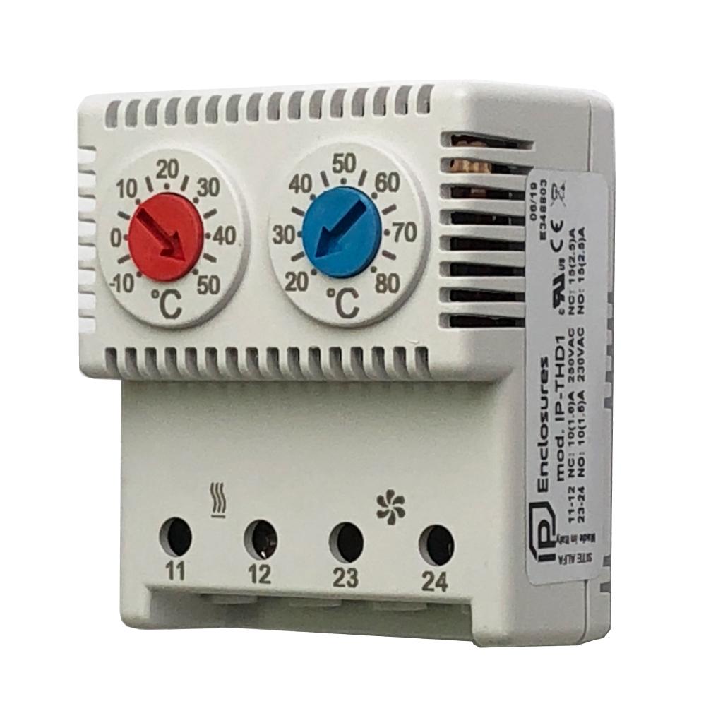 Double Thermostat for Fan & Heater NC NO, -10/+50 +20/+80°C — IP Enclosures
