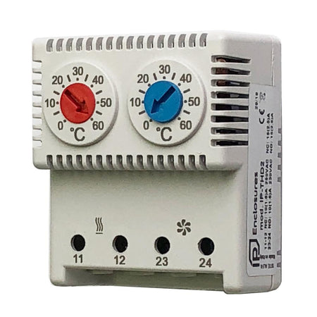 Double Thermostat for Fan & Heater NC NO, 0/+60 0/+60°C — IP Enclosures
