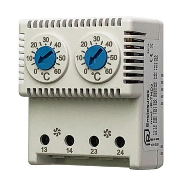 Double Thermostat for 2 x Fans NO NO, 0/+60 0/+60°C