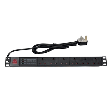 19” Rack Mountable 1U 6-Way UK Socket PDU – Surge Protected