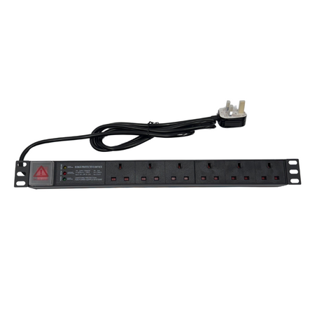 19” Rack Mountable 1U 6-Way UK Socket PDU – Surge Protected — IP Enclosures